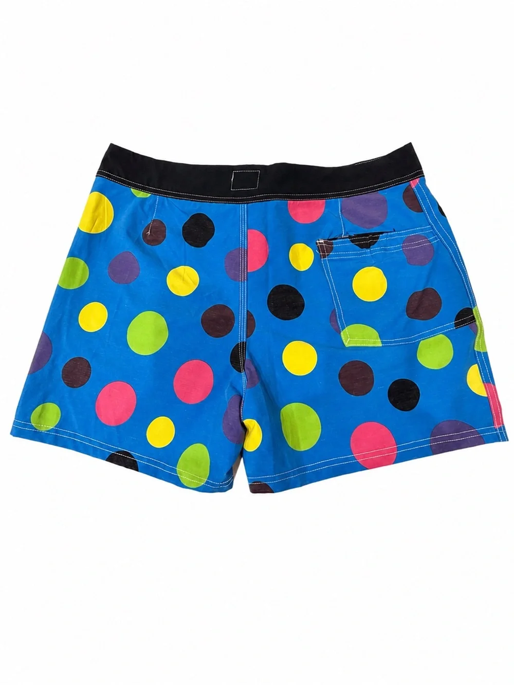 Quiksilver Blue Swim Trunks with Multicolor Polka Dots - Size 33
